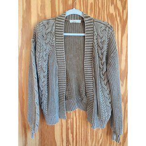 LOVESTITCH Cable Knit Cardigan Olive Gray Size Medium